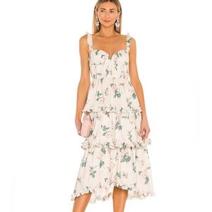 Tiered Midi Corset Floral Ruffle Dress Sau Lee Payton